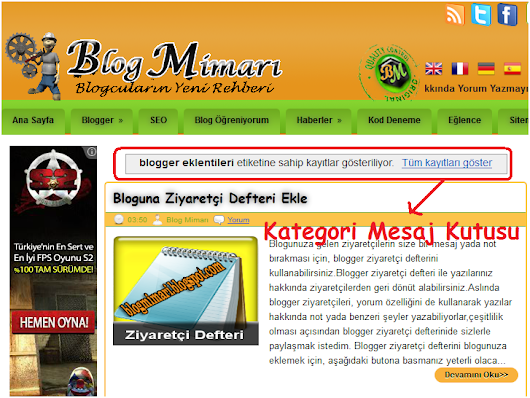 Blogger Kategoride Mesaj Kutusunu Silme